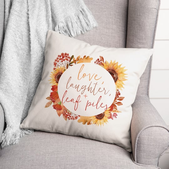Love Laughter Leaf Piles Throw Pillow